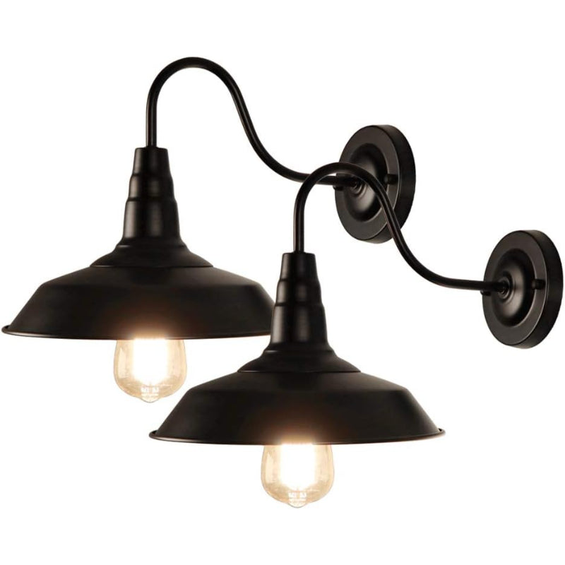 Black Gooseneck Barn Wall Sconces Set of 2