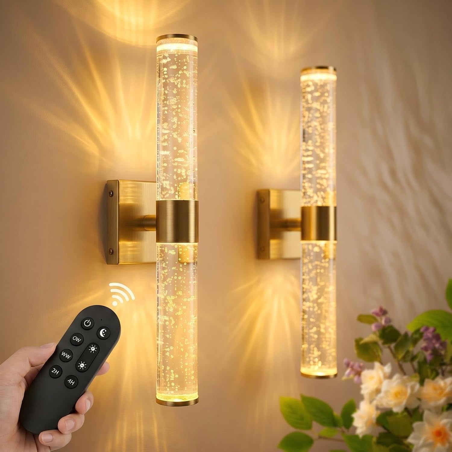 Battery Operated Wall Sconces Set of 2