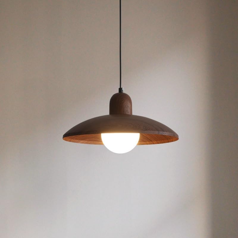 11.8" Globe Glass Wood Grain Pendant Light