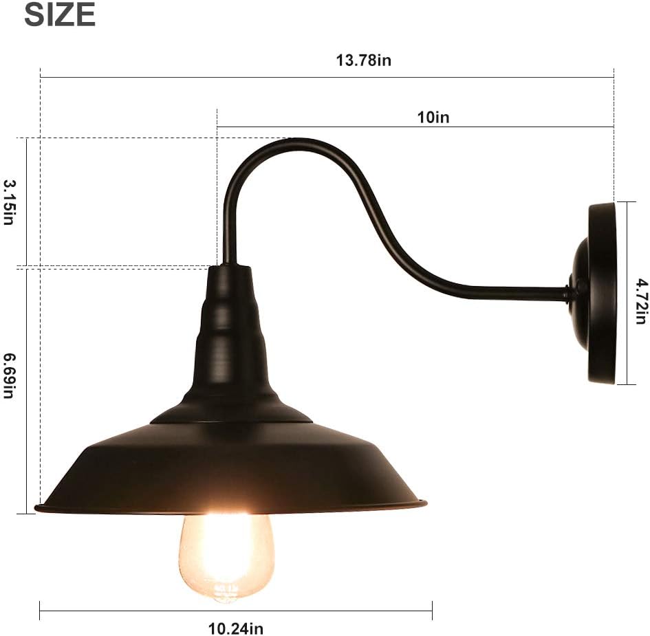 Black Gooseneck Barn Wall Sconces Set of 2