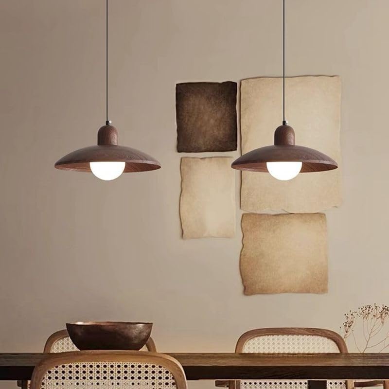 11.8" Globe Glass Wood Grain Pendant Light