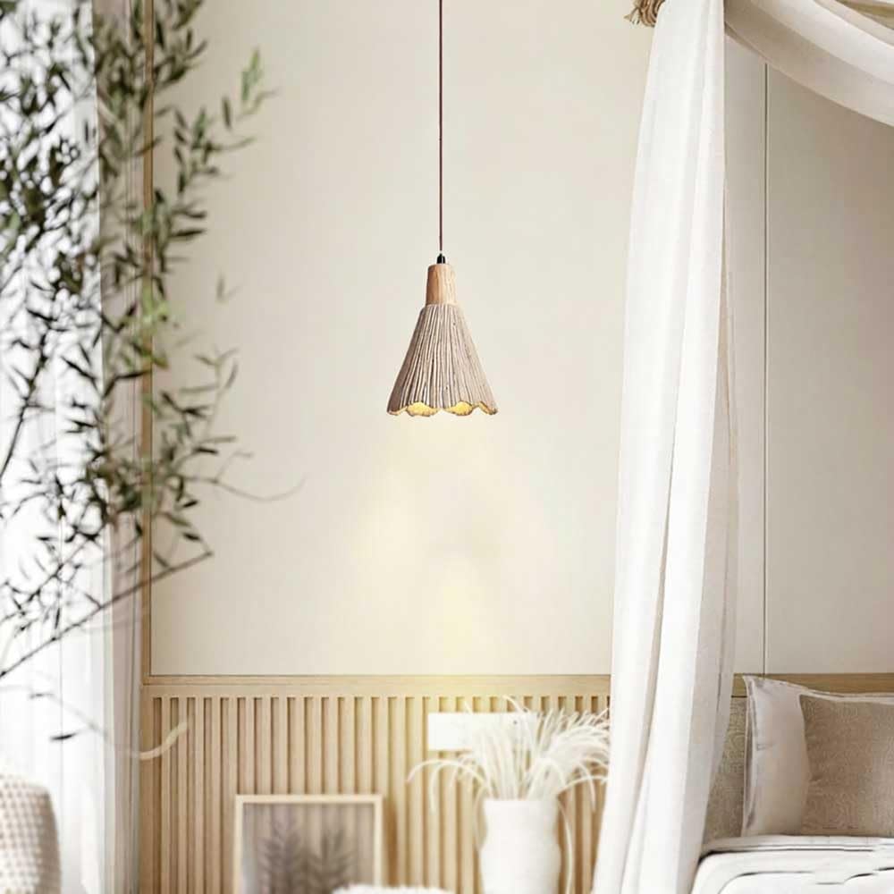 Gray Cement Wood Pendant Light