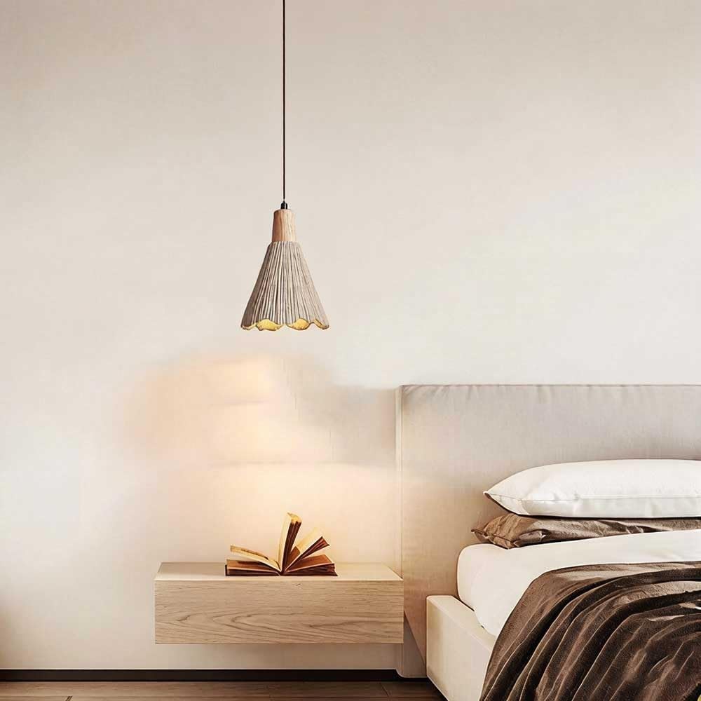 Gray Cement Wood Pendant Light