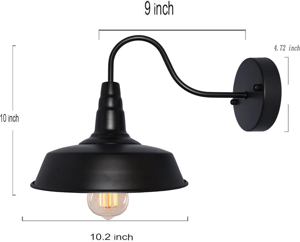 Retro Black Flat Barn Wall Sconce