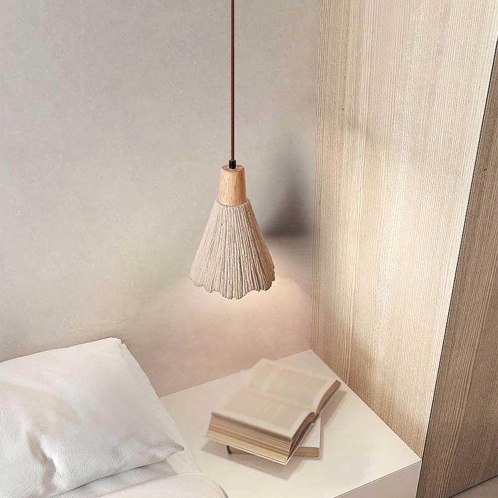 Gray Cement Wood Pendant Light