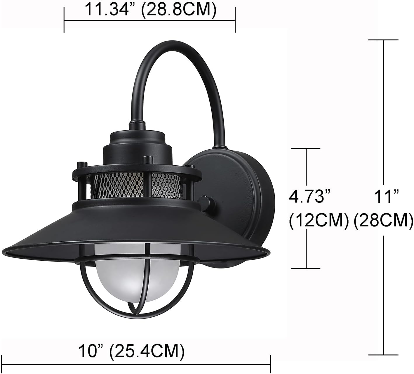 Gooseneck Barn Light with Cage, Outdoor Wall Sconce