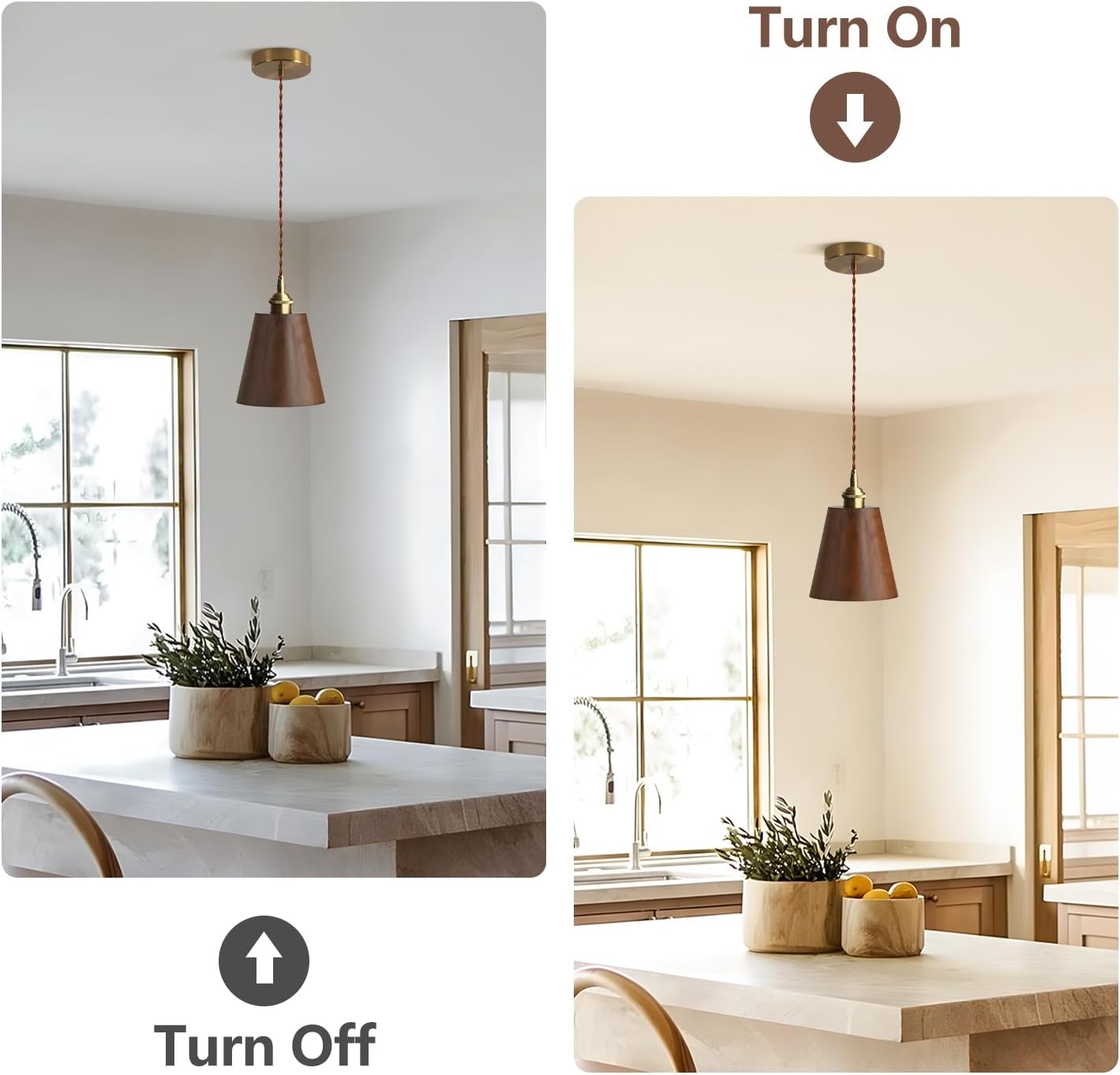 Modern Cone Solid Wood Pendant Light