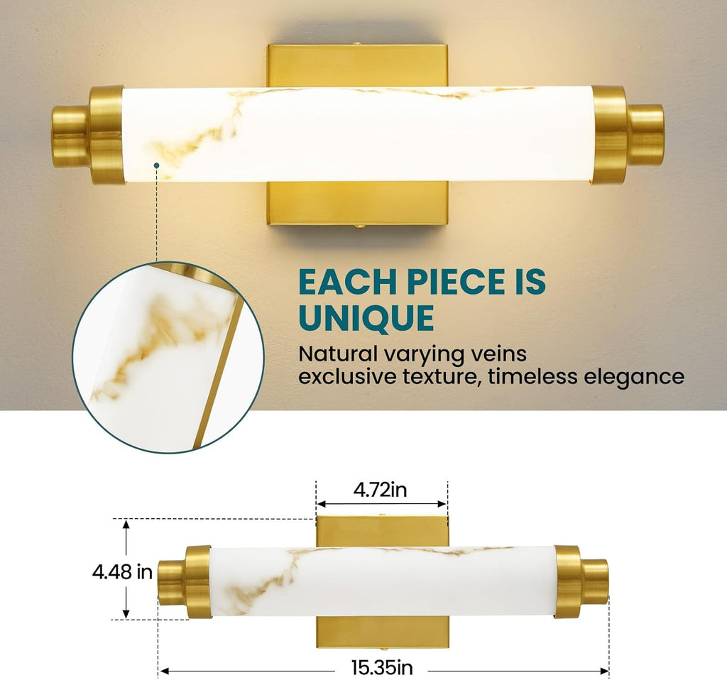 16" Brushed Gold LED Wall Sconces Set of 2