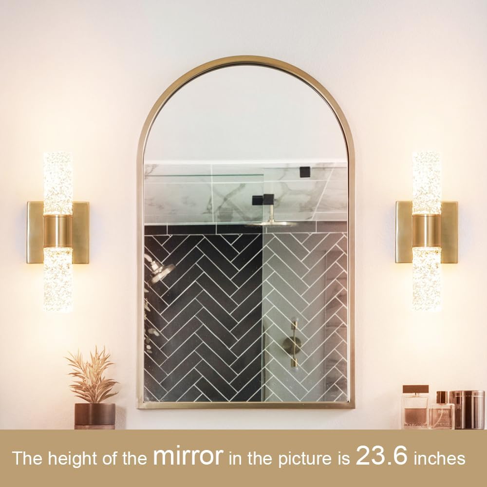 Brushed Gold Crystal LED Wall Sconces Set of 2