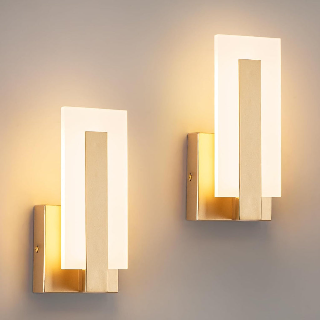 Modern Gold Acrylic Wall Sconces Set of 2