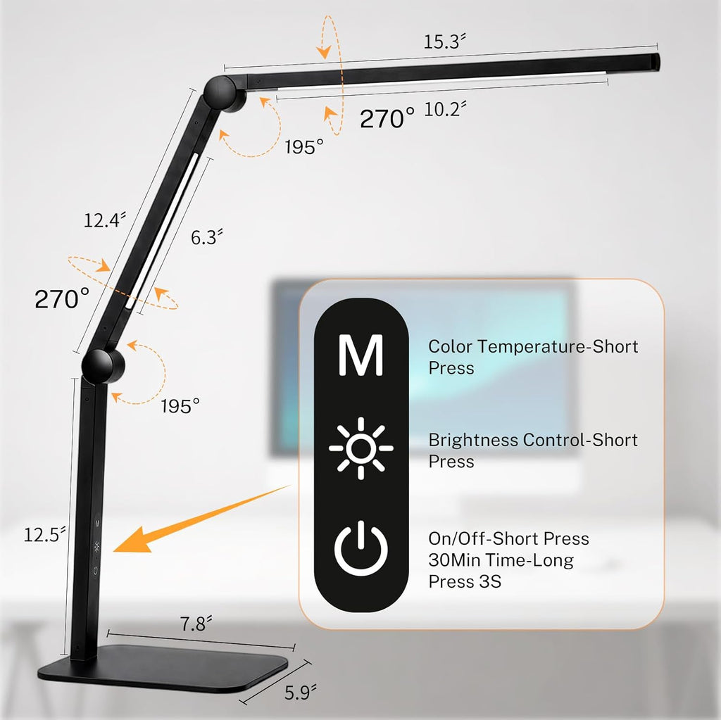 Dual-Light Swing Arm Desk Lamp