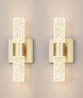 Brushed Gold Crystal LED Wall Sconces Set of 2
