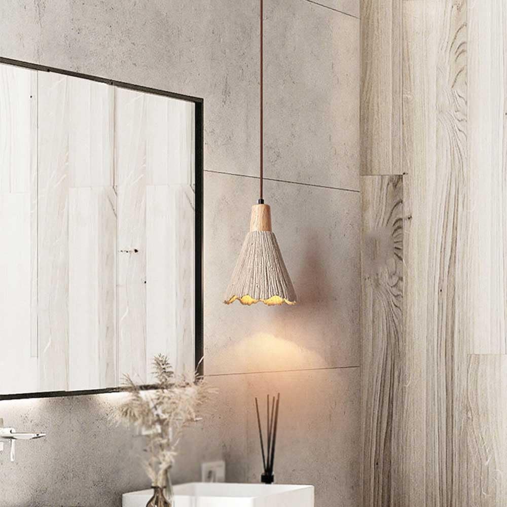 Gray Cement Wood Pendant Light
