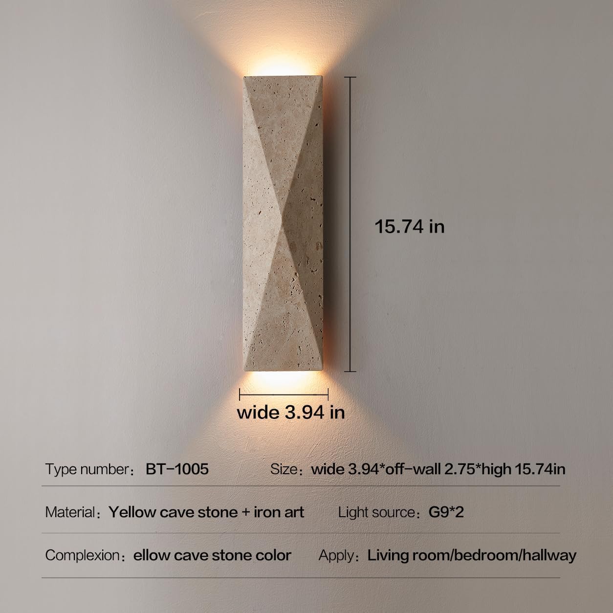 Stone Up Down Wall Sconce