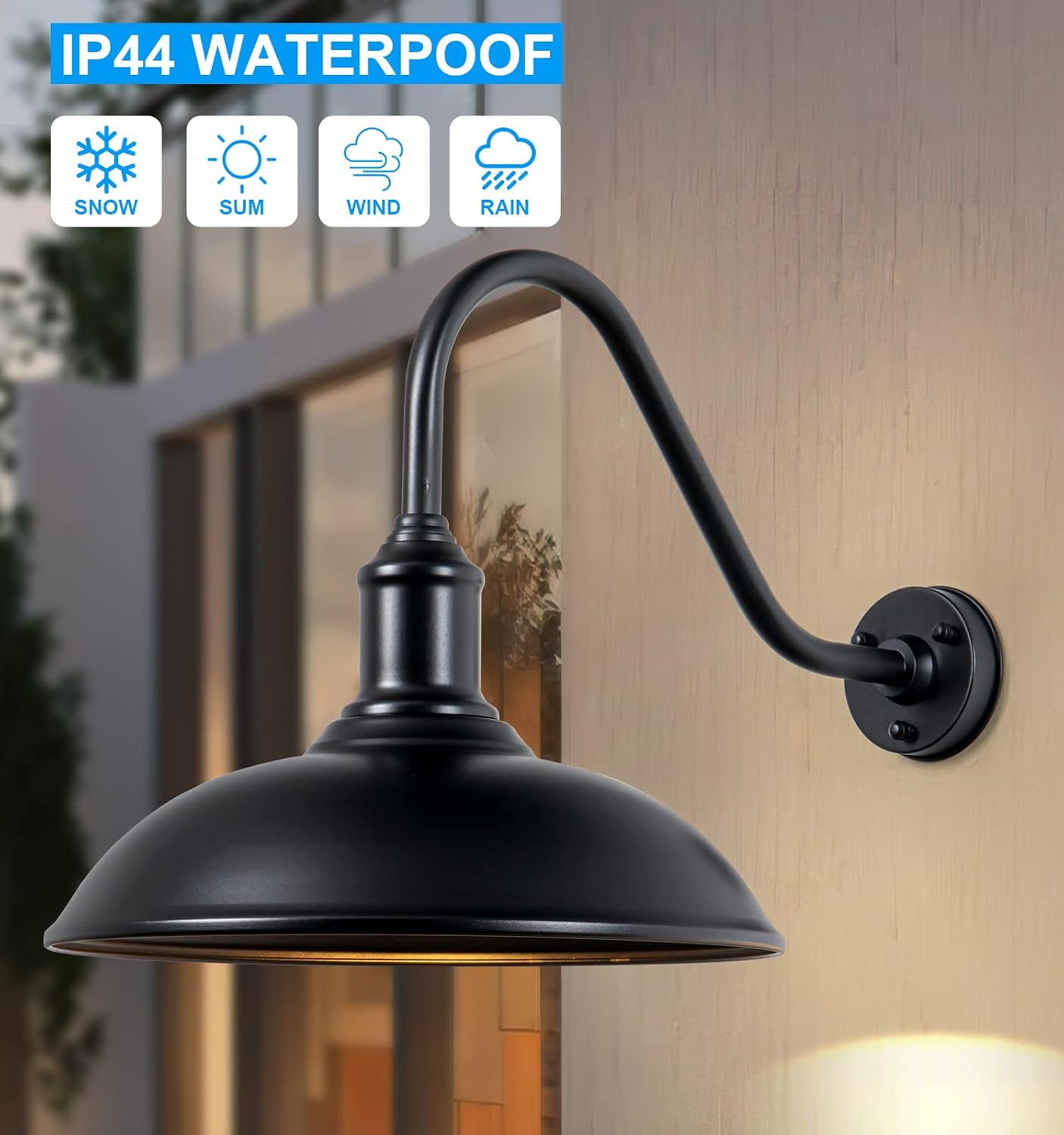 18" Gooseneck Barn Light, Waterproof Wall Sconce