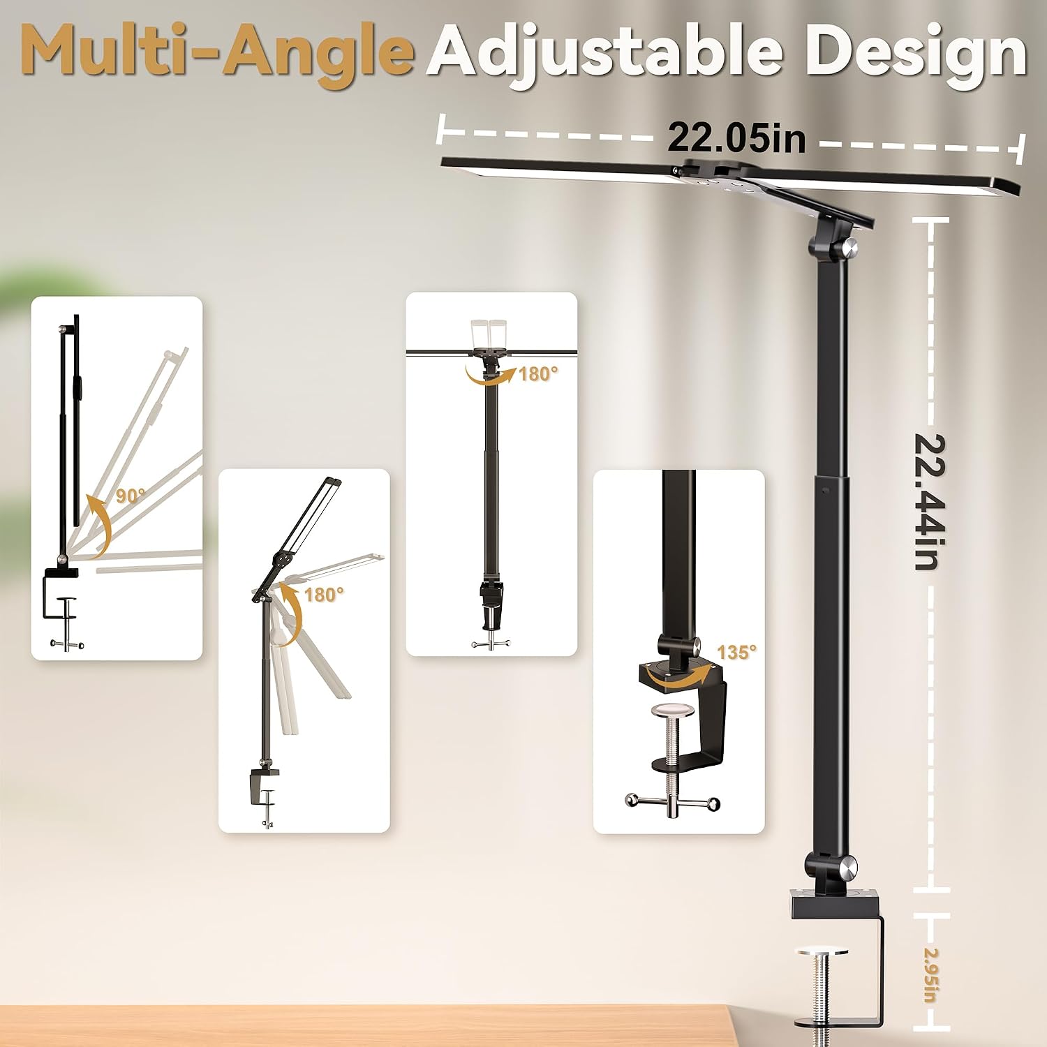 LED Architect Clamp Desk Lamp, Black