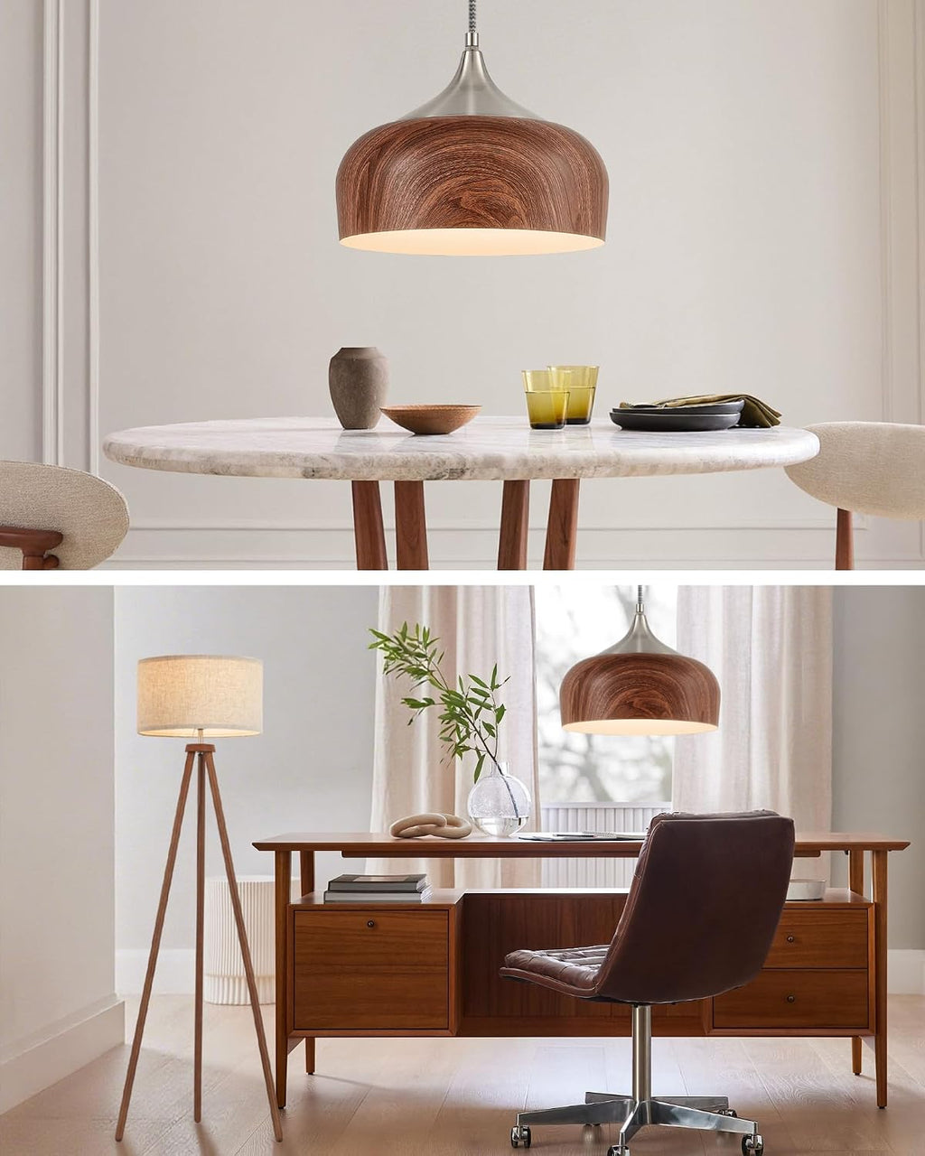 12" Wooden Pattern Dome Pendant Light