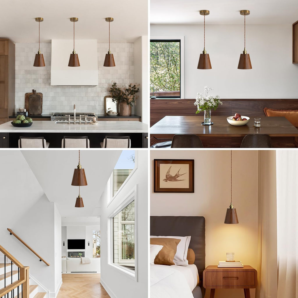 Modern Cone Solid Wood Pendant Light