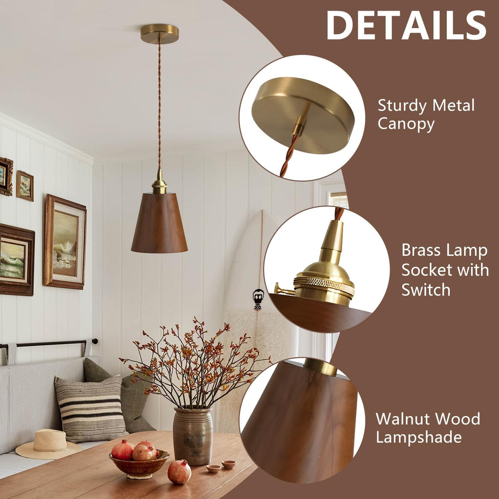 Modern Cone Solid Wood Pendant Light
