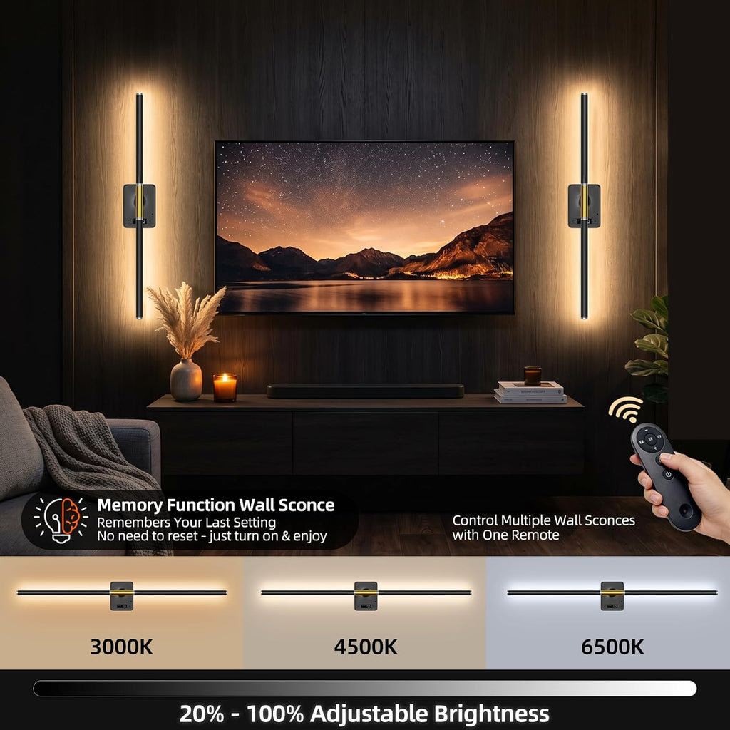 Cordless Battery Wall Sconces Set of 2