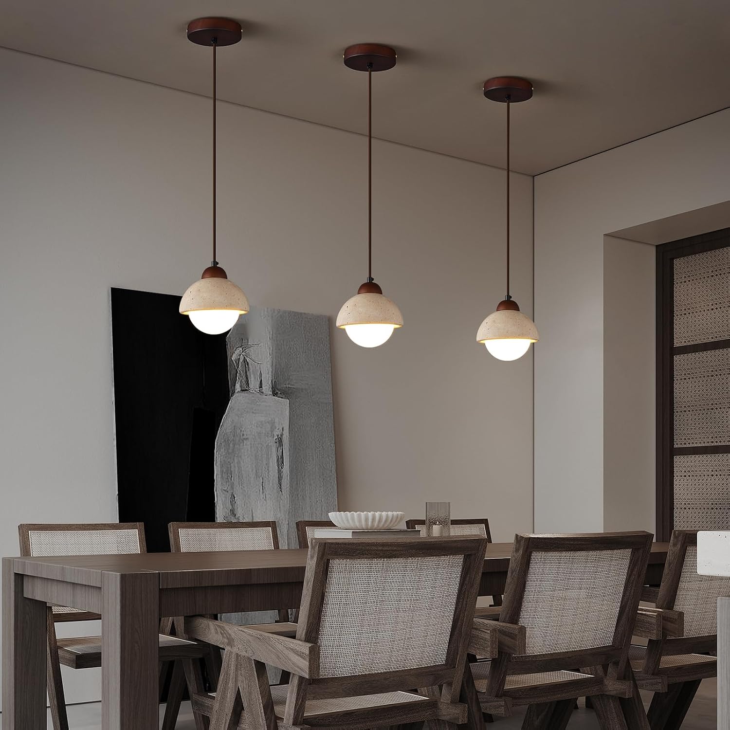 Yellow Cave Stone Pendant Light, 2-Pack