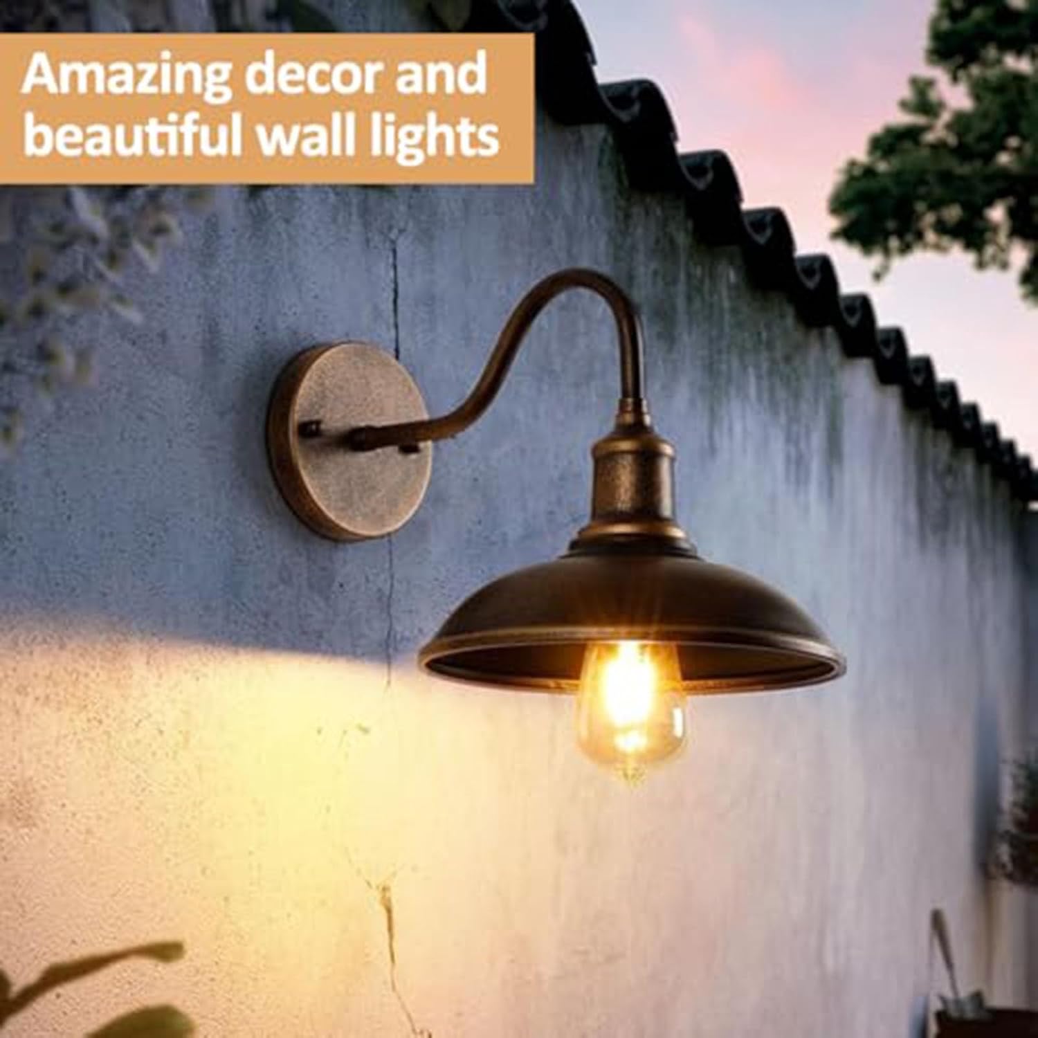Vintage Antique Copper Gooseneck Wall Sconce Set of 3