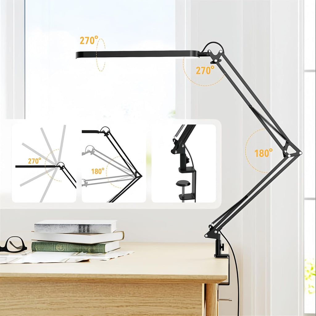 Swing Arm LED Desk Lamp, Black