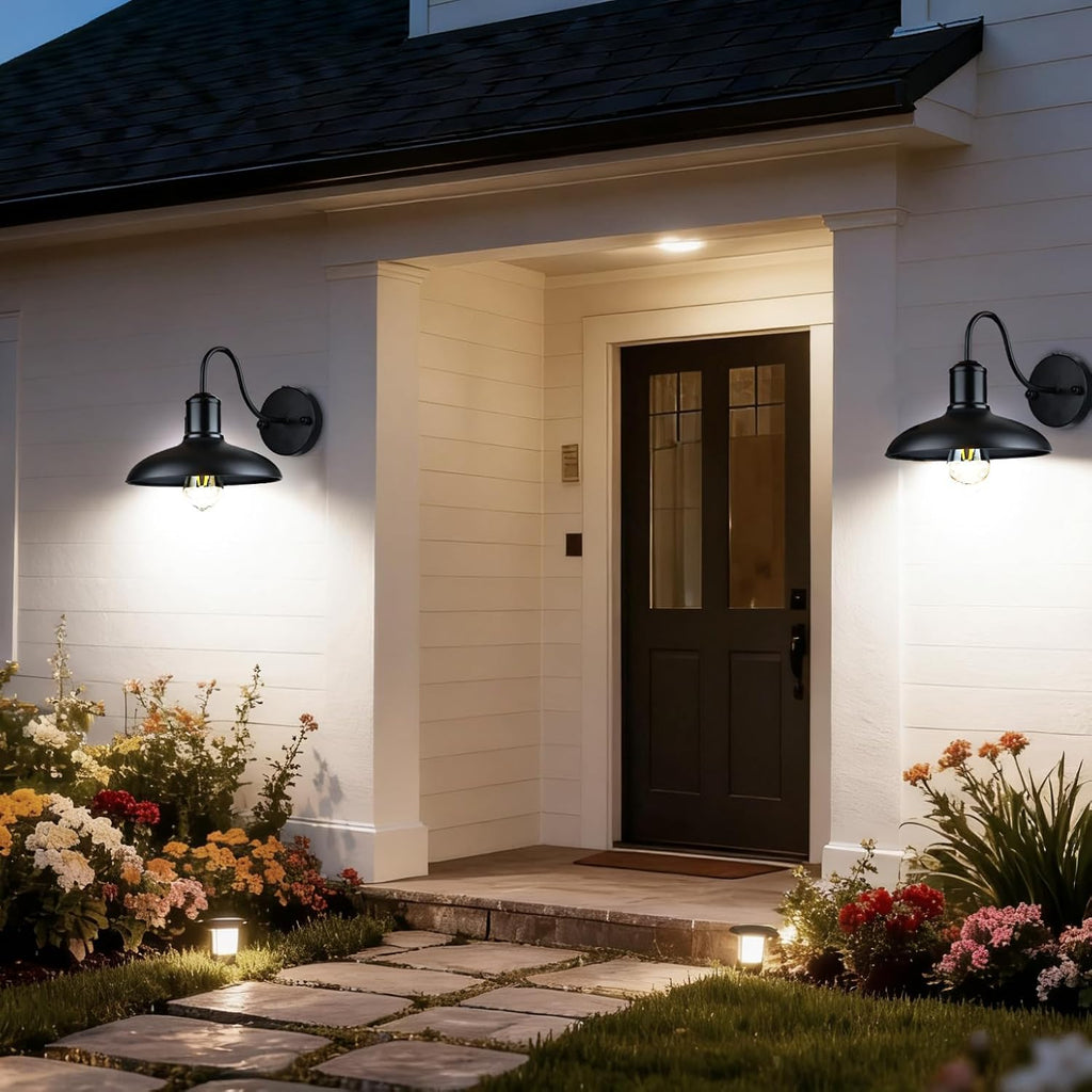10" Black Gooseneck Outdoor Barn Light, 1 Pack