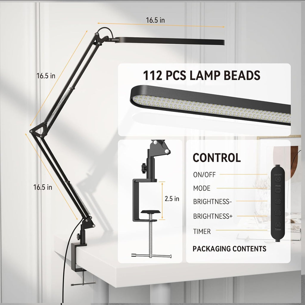 Swing Arm LED Desk Lamp, Black