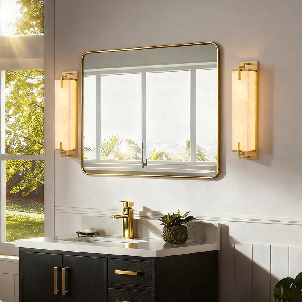 23.6" Gold Natural Alabaster Wall Sconce