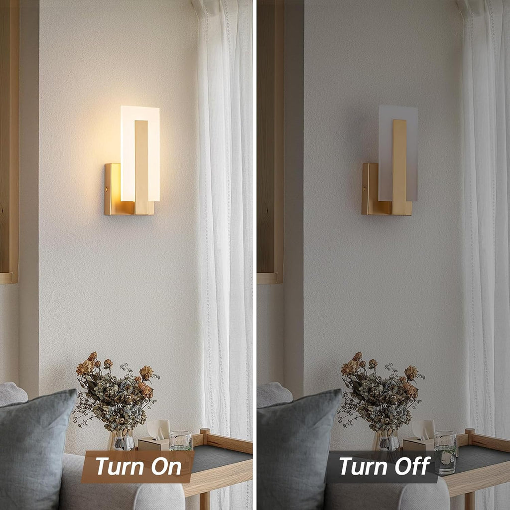Modern Gold Acrylic Wall Sconces Set of 2