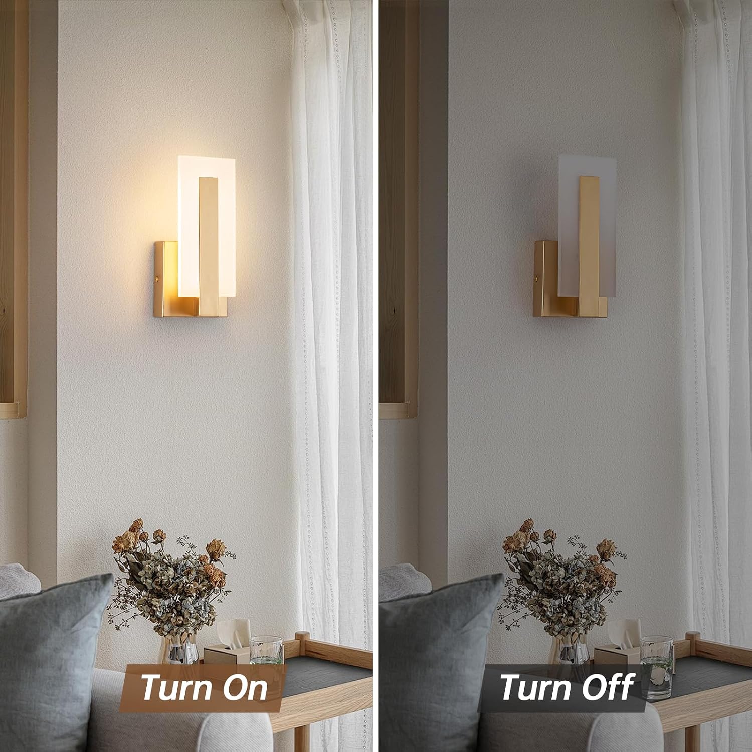 Modern Gold Acrylic Wall Sconces Set of 2