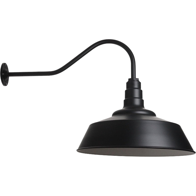 23" Matte Black Gooseneck Barn Light with 20" Dome