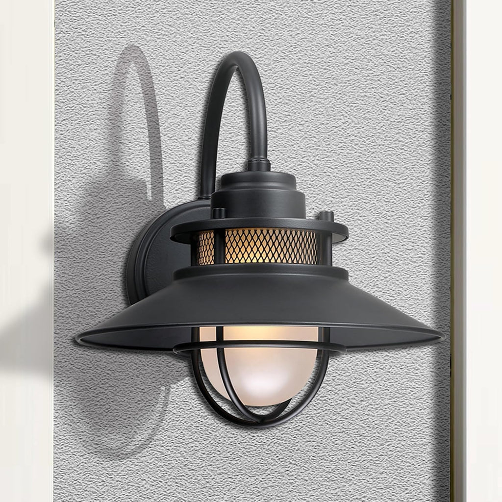 Gooseneck Barn Light with Cage, Outdoor Wall Sconce