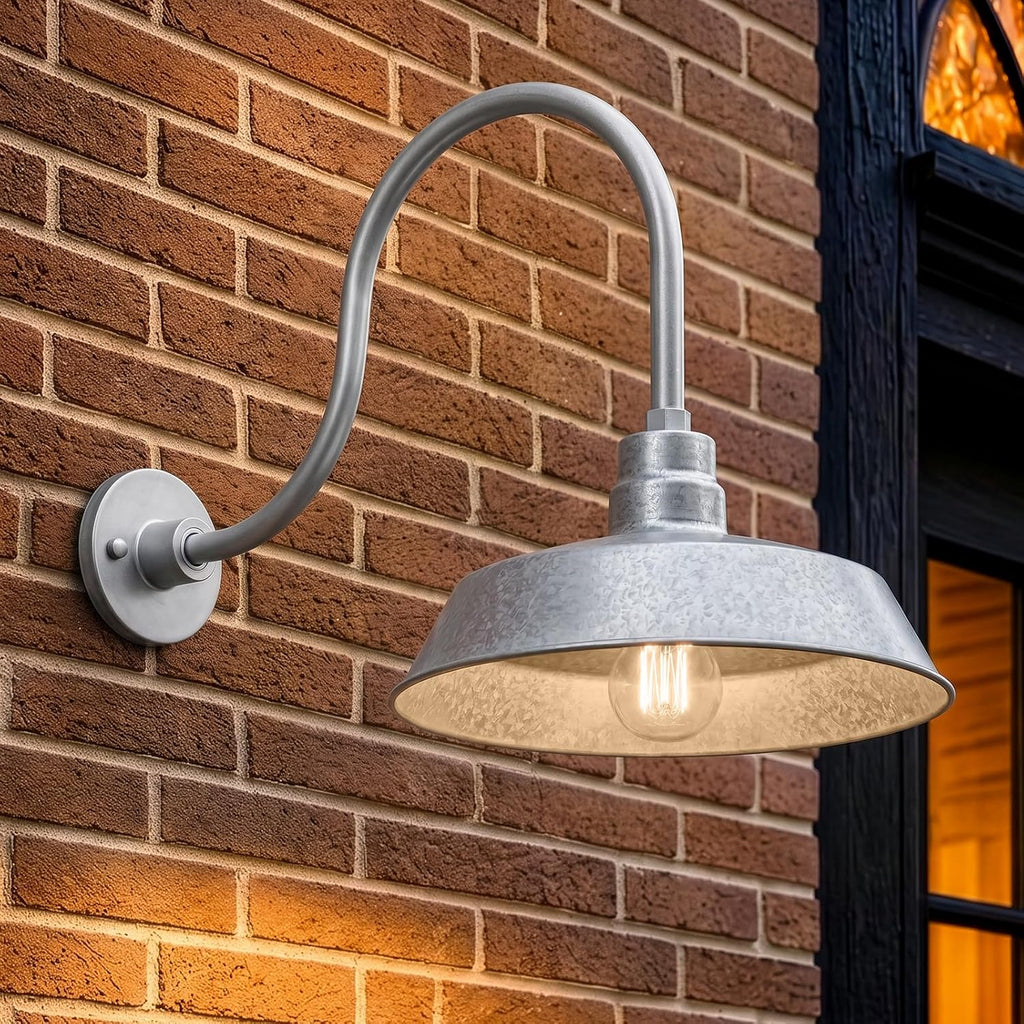 14" Galvanized Gooseneck Barn Light, 5000K