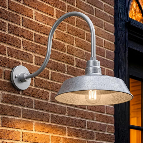 14" Galvanized Gooseneck Barn Light, 5000K