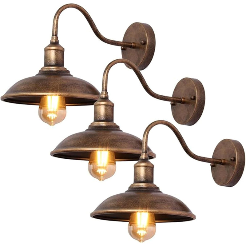 Vintage Antique Copper Gooseneck Wall Sconce Set of 3