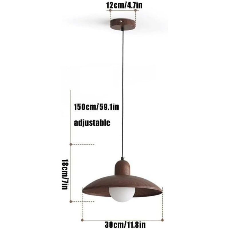 11.8" Globe Glass Wood Grain Pendant Light