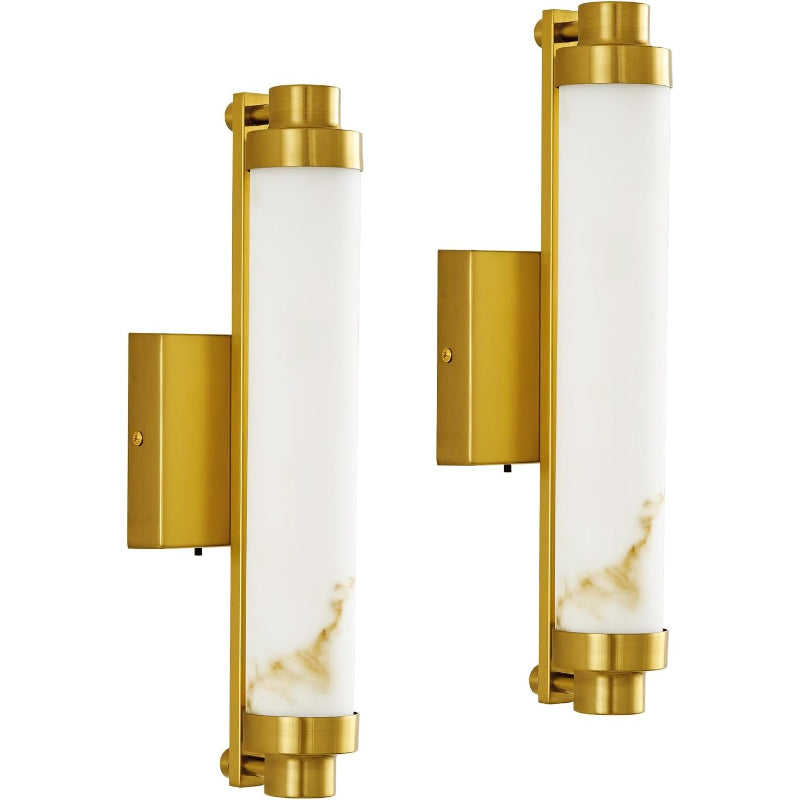 16" Brushed Gold LED Wall Sconces Set of 2